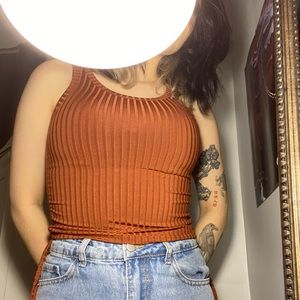 SHEIN brown drawstring tank top